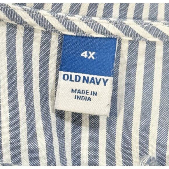 Old Navy Size 4X All Day Swing 3/4 Sleeve Blue Coastal Striped Womens Maxi Dress - Picture 6 of 9